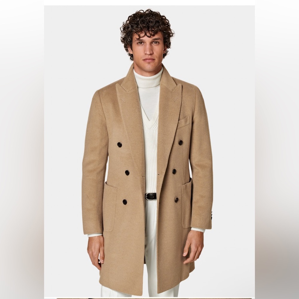 Suitsupply Camel Double-Breasted Trench Coat (Mens)